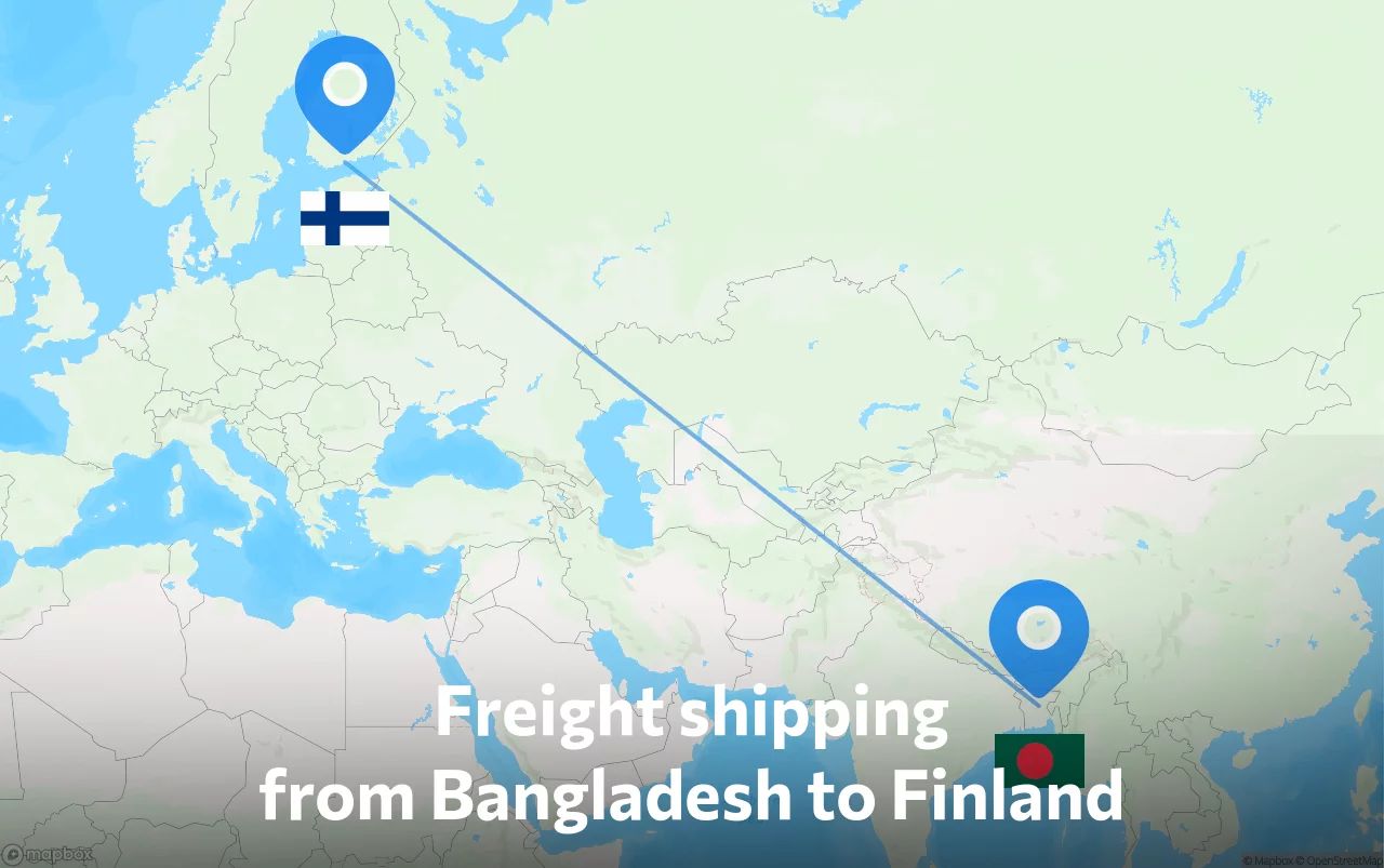 Shipping route from Bangladesh to Finland