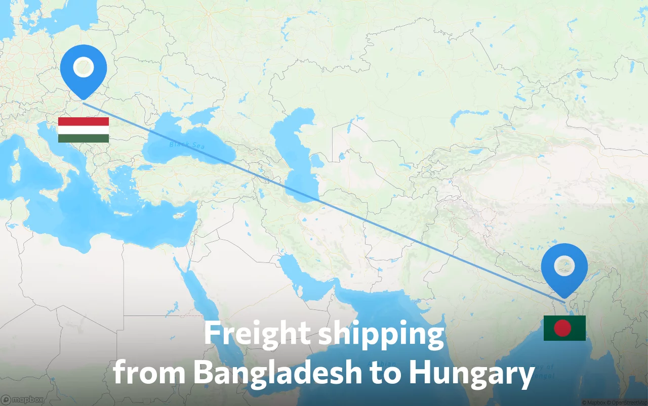 Shipping route from Bangladesh to Hungary