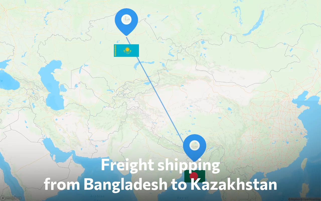 Shipping route from Bangladesh to Kazakhstan