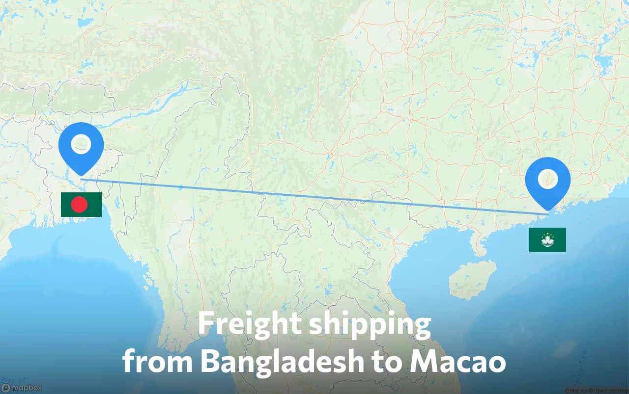 Shipping route from Bangladesh to Macao