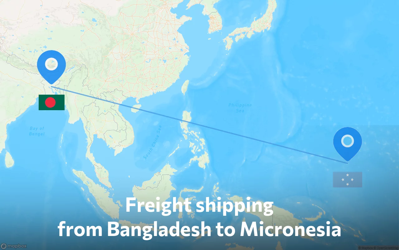 Shipping route from Bangladesh to Micronesia