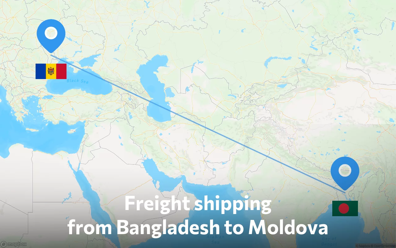 Shipping route from Bangladesh to Moldova