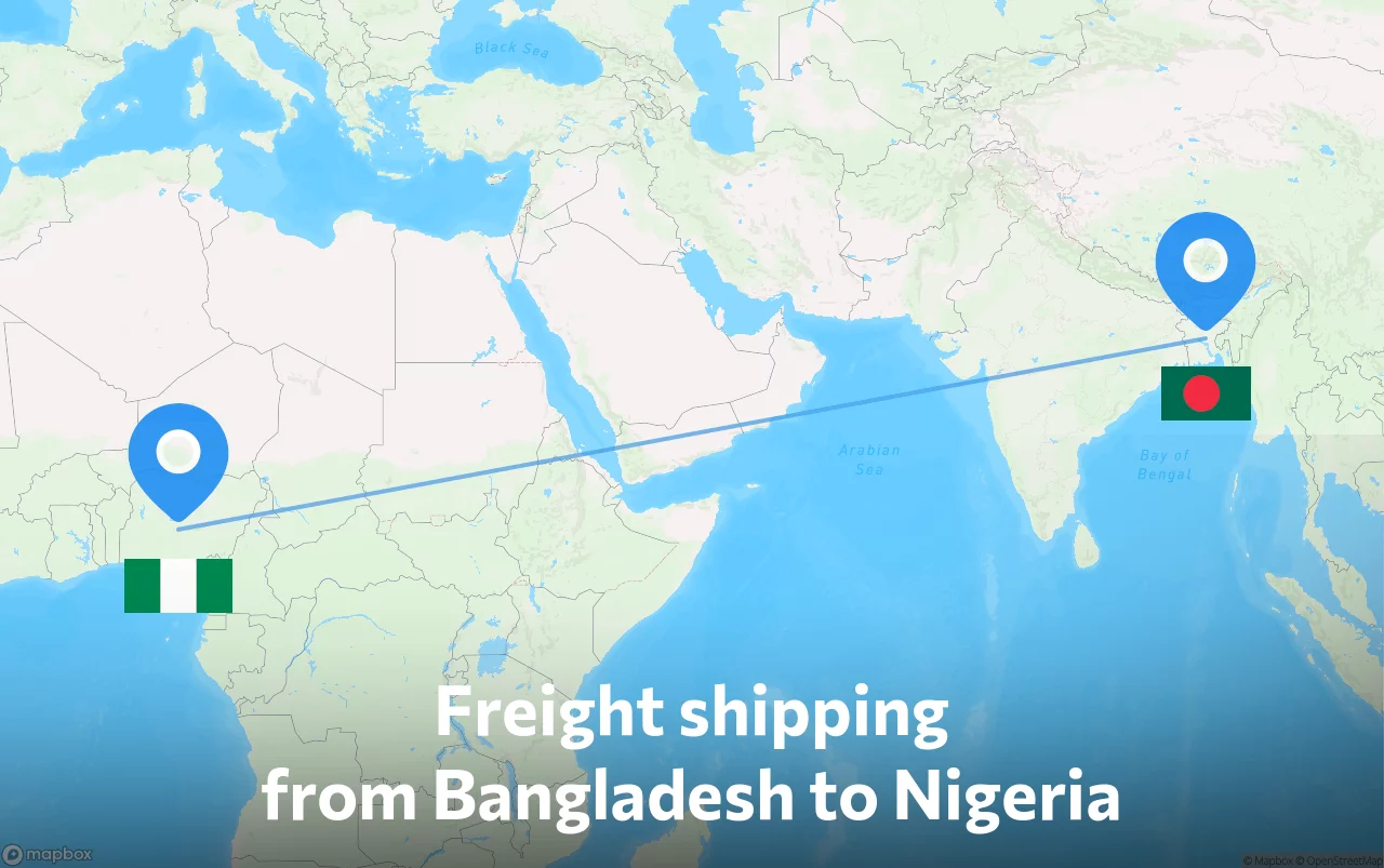 Shipping route from Bangladesh to Nigeria