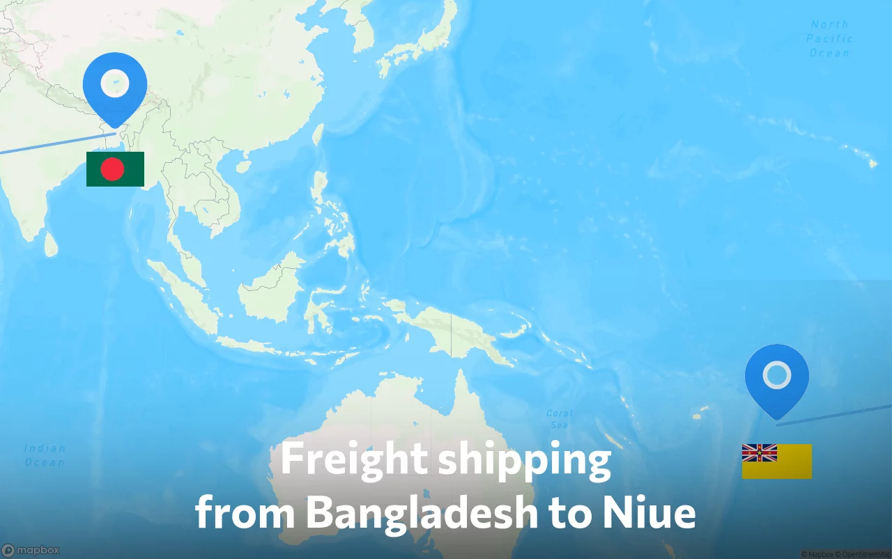 Shipping route from Bangladesh to Niue