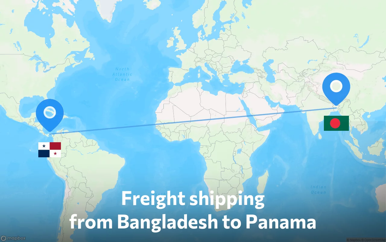 Shipping route from Bangladesh to Panama