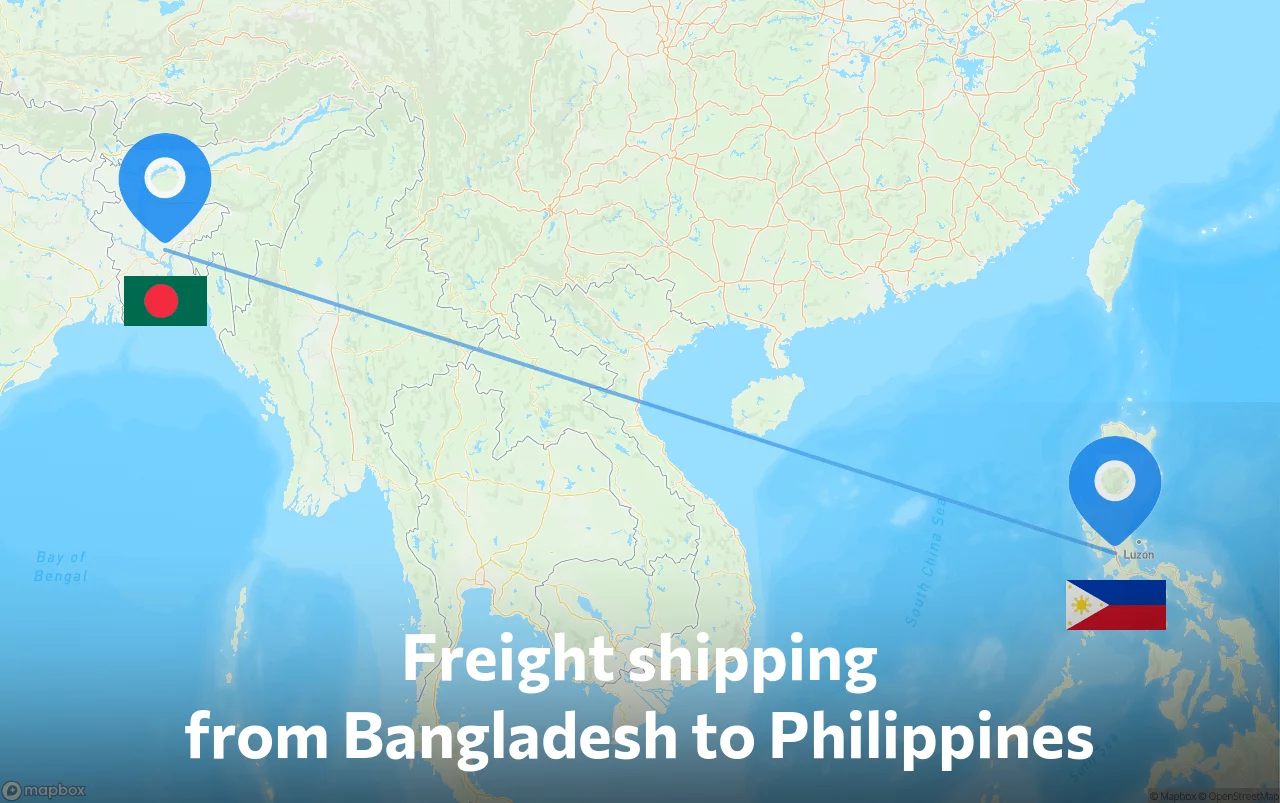 Shipping route from Bangladesh to Philippines