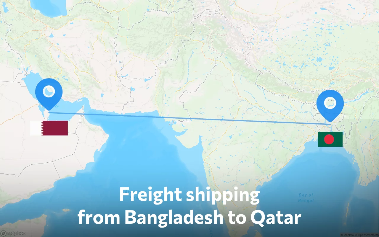Shipping route from Bangladesh to Qatar