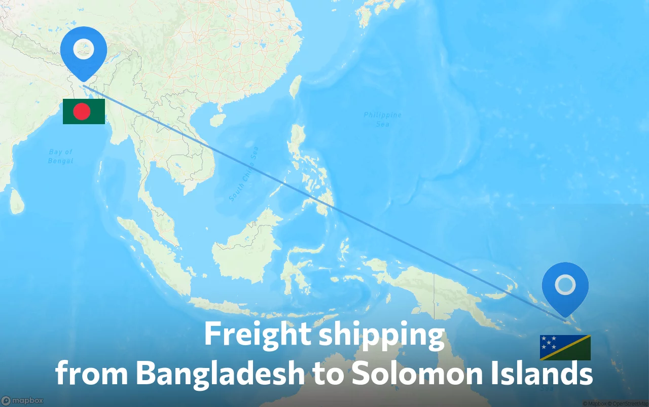 Shipping route from Bangladesh to Solomon Islands