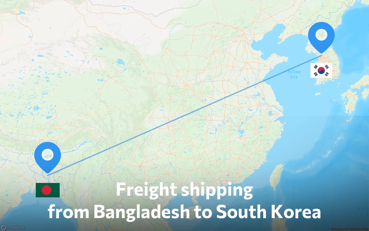 Shipping route from Bangladesh to South Korea