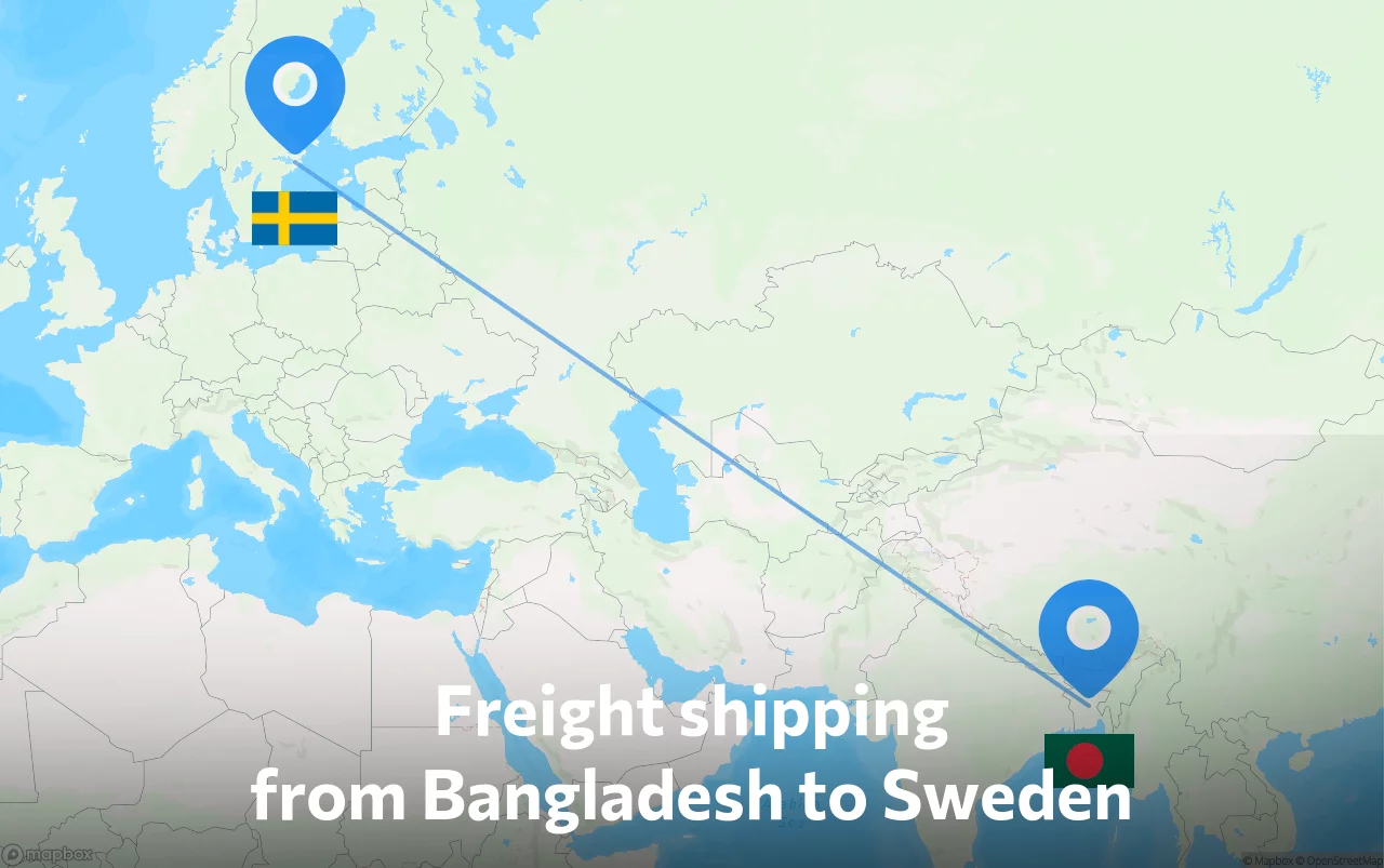 Shipping route from Bangladesh to Sweden