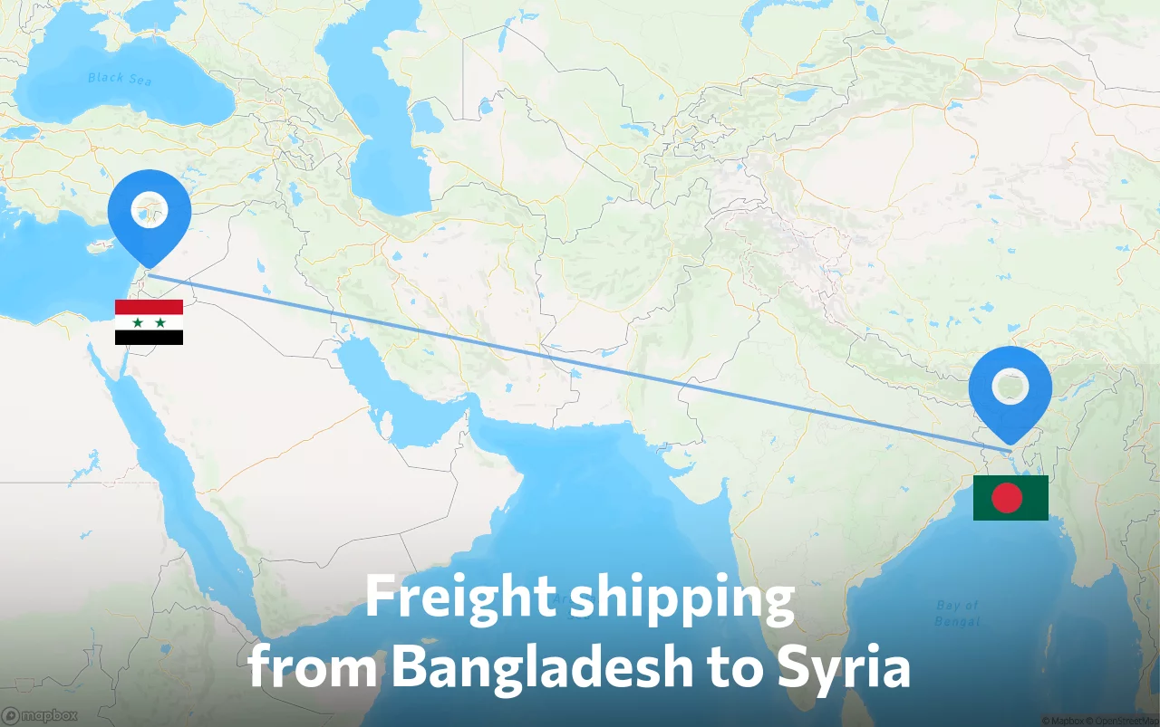 Shipping route from Bangladesh to Syria
