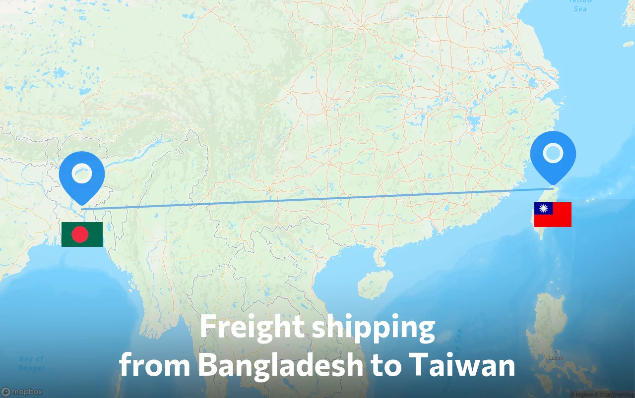 Shipping route from Bangladesh to Taiwan