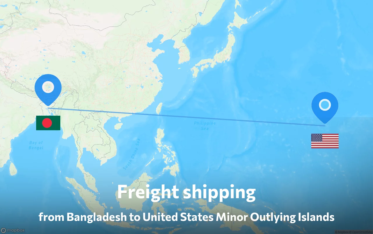 Shipping route from Bangladesh to United States Minor Outlying Islands