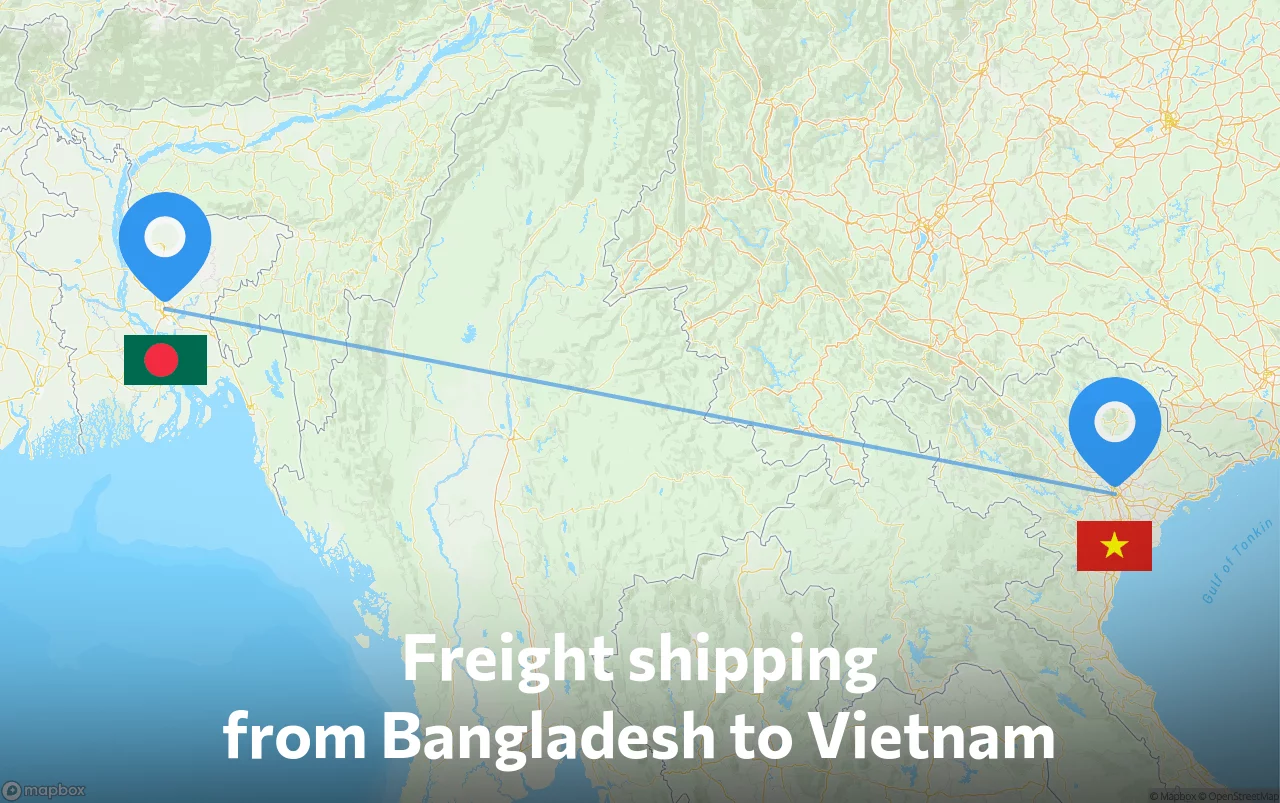 Shipping route from Bangladesh to Vietnam