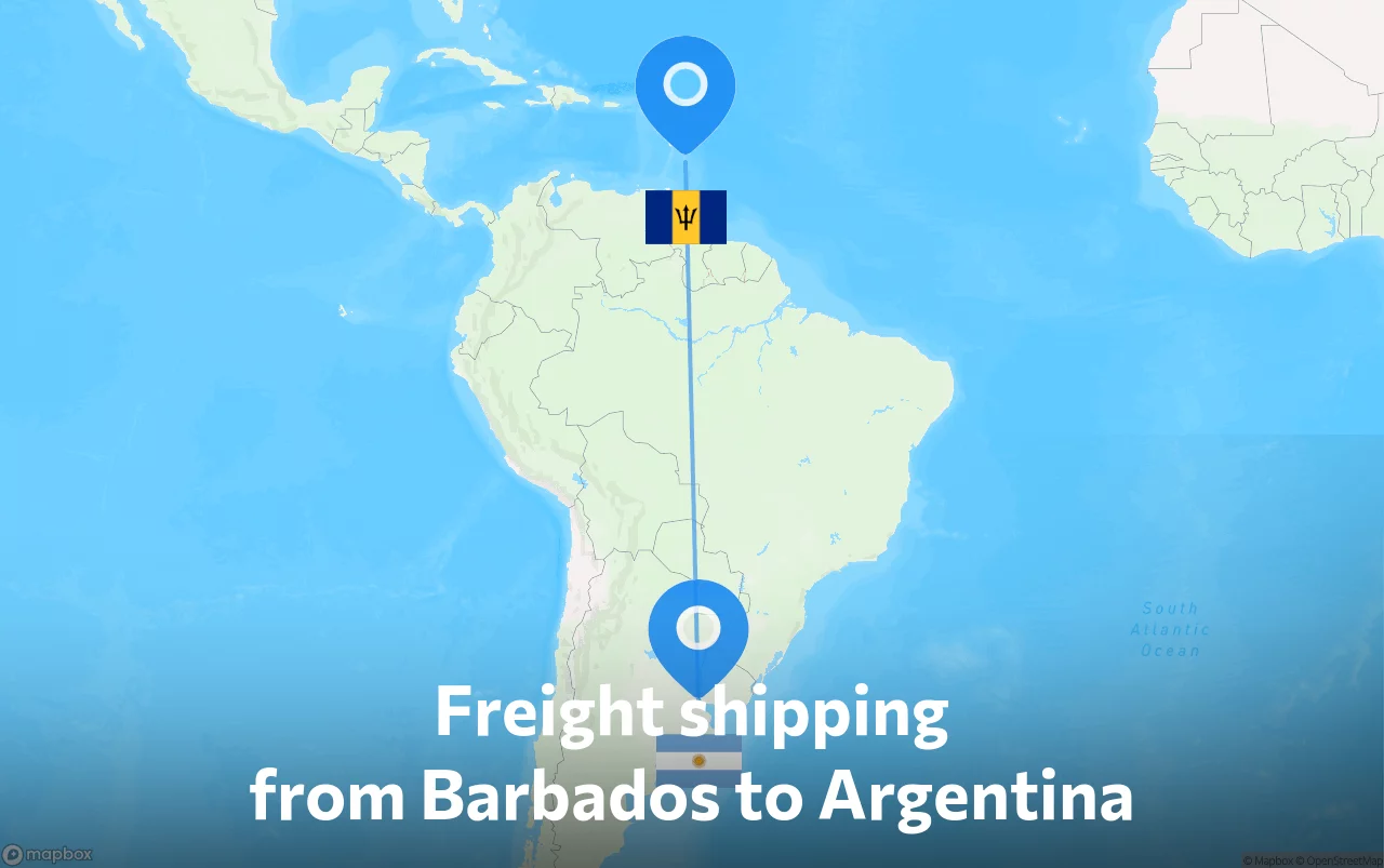 Shipping route from Barbados to Argentina