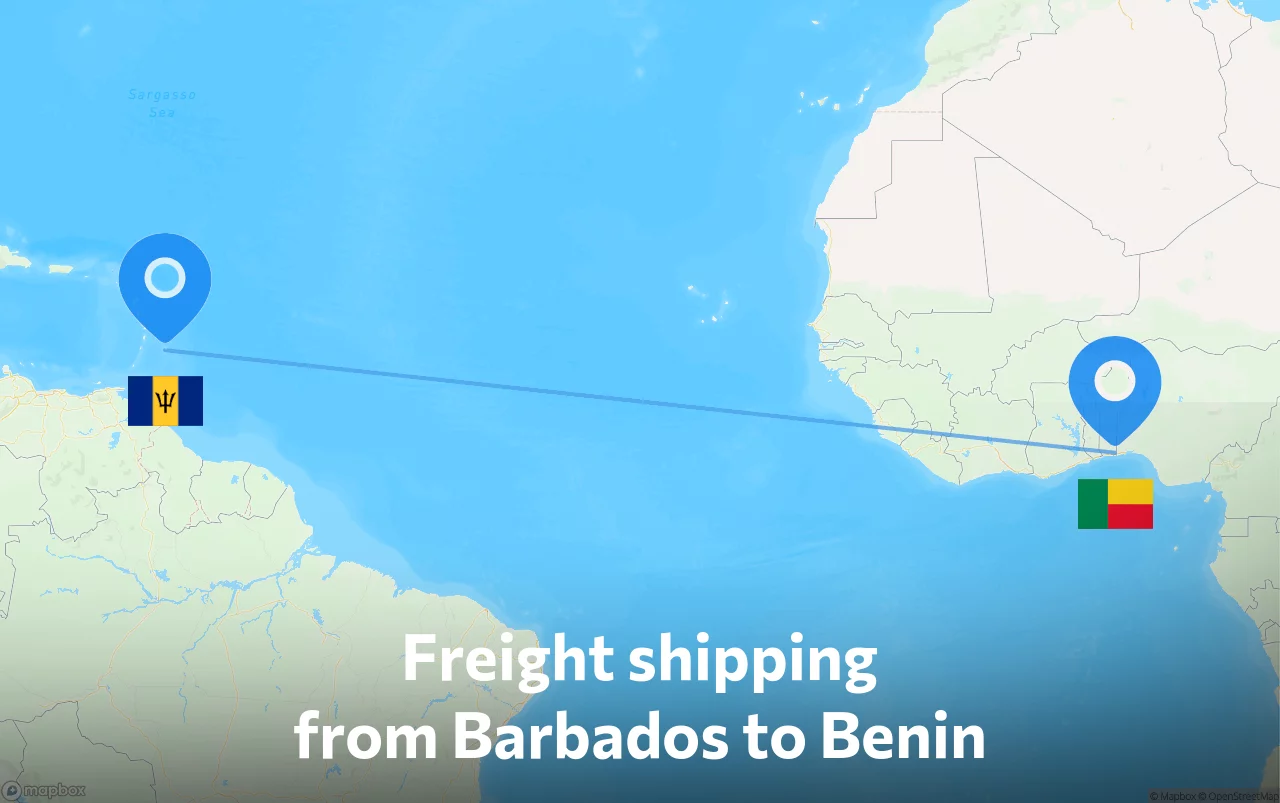 Shipping route from Barbados to Benin