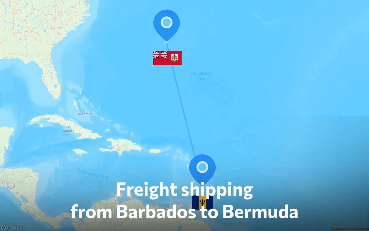 Shipping route from Barbados to Bermuda