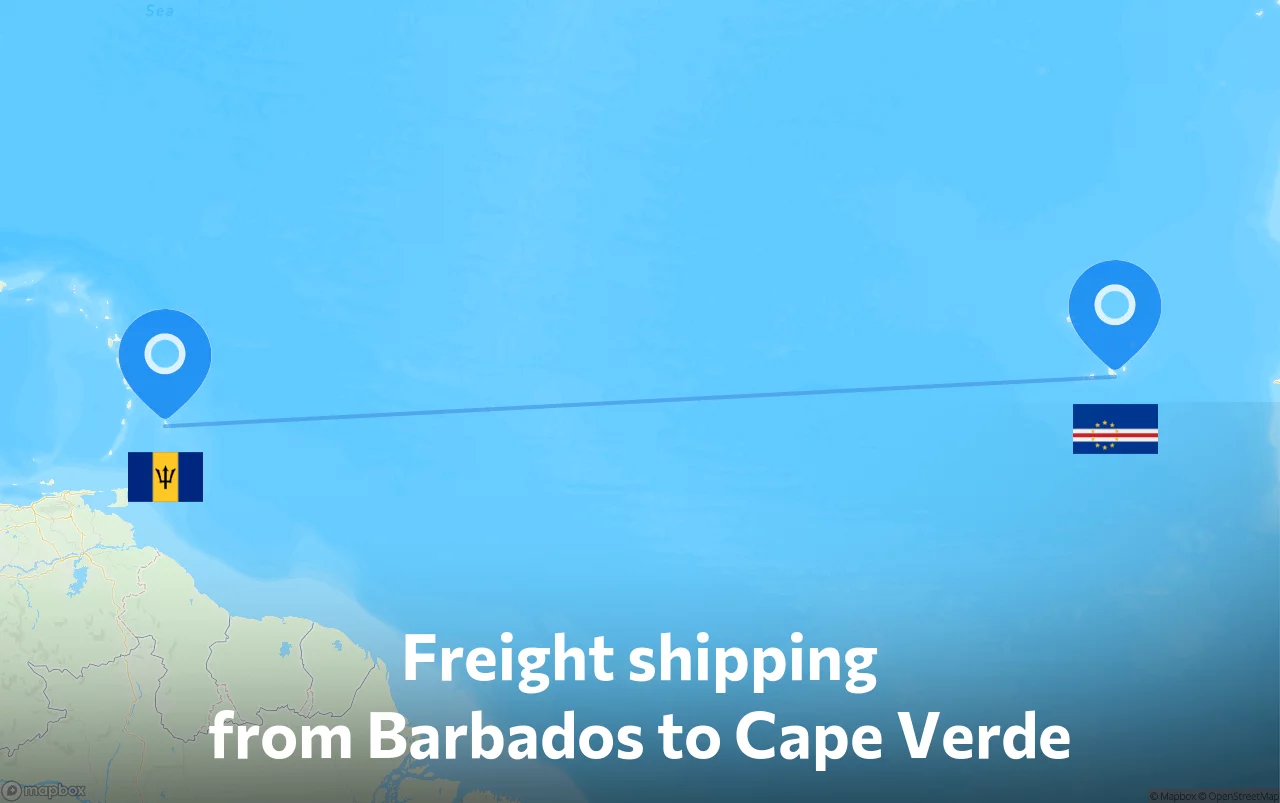 Shipping route from Barbados to Cape Verde