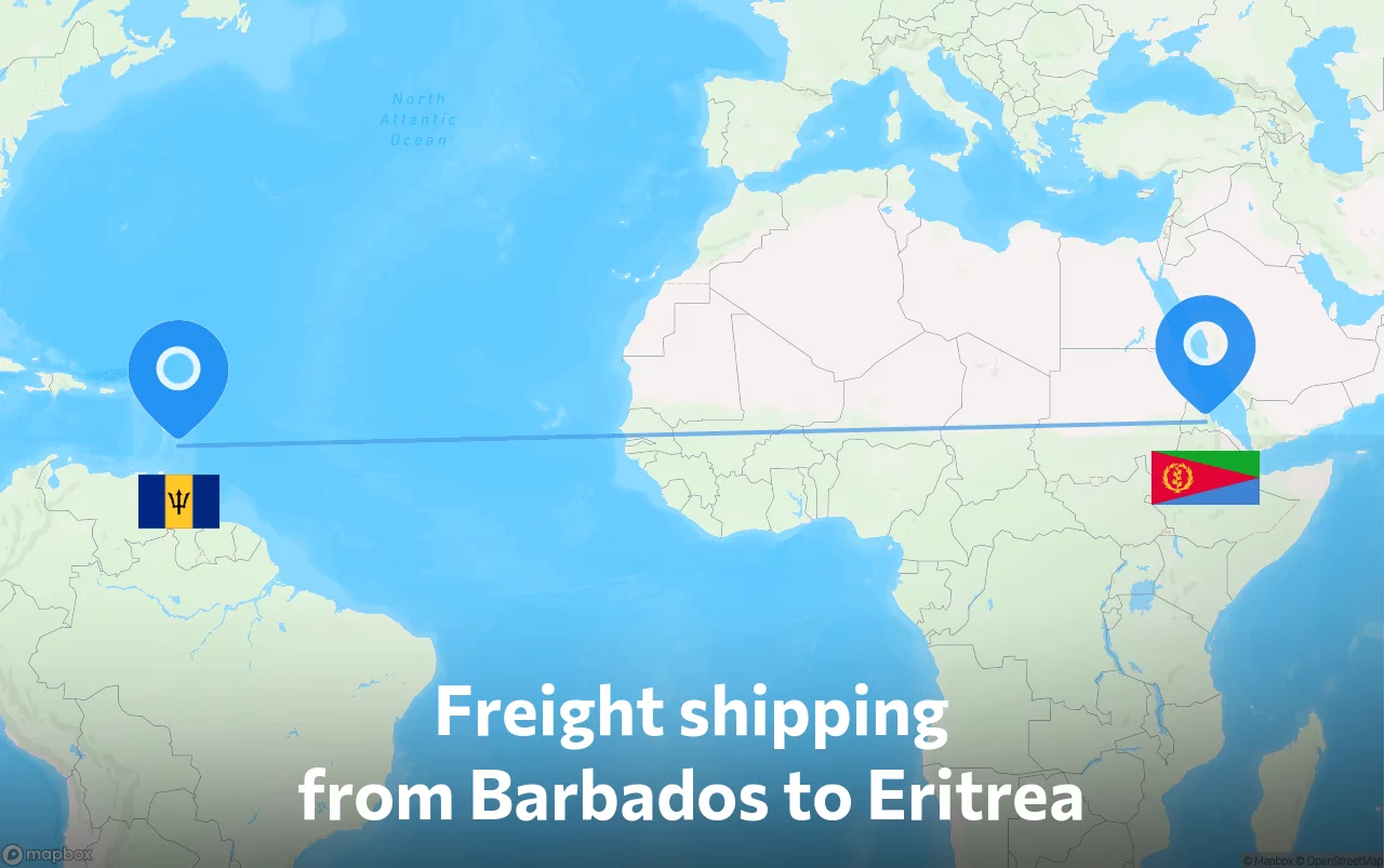 Shipping route from Barbados to Eritrea