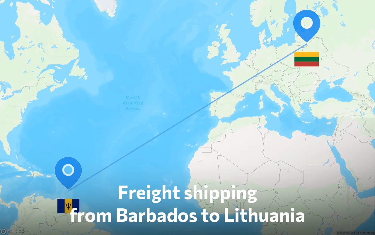 Shipping route from Barbados to Lithuania
