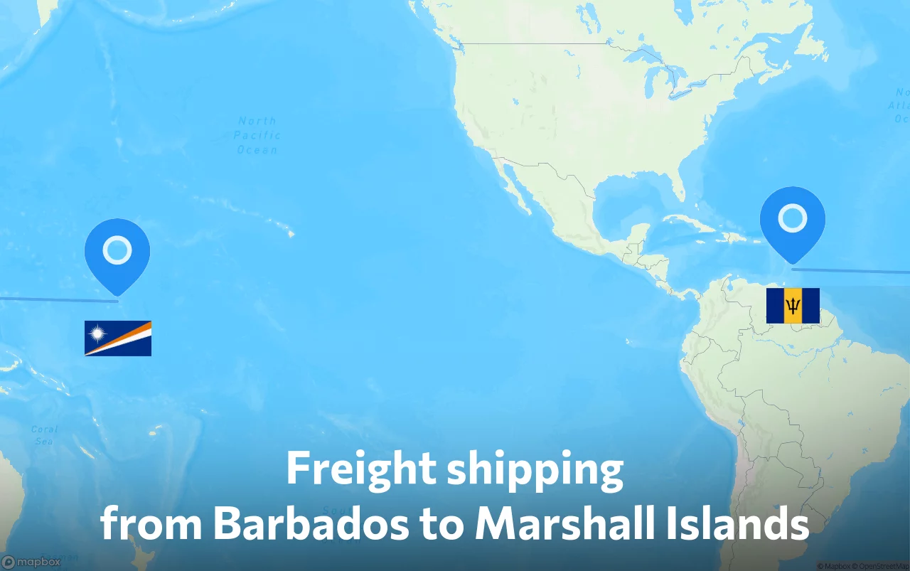 Shipping route from Barbados to Marshall Islands
