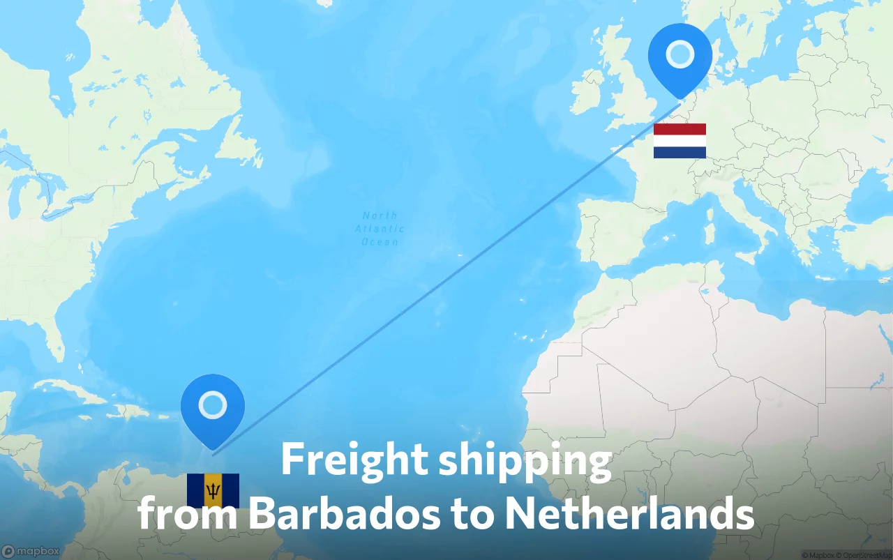 Shipping route from Barbados to Netherlands