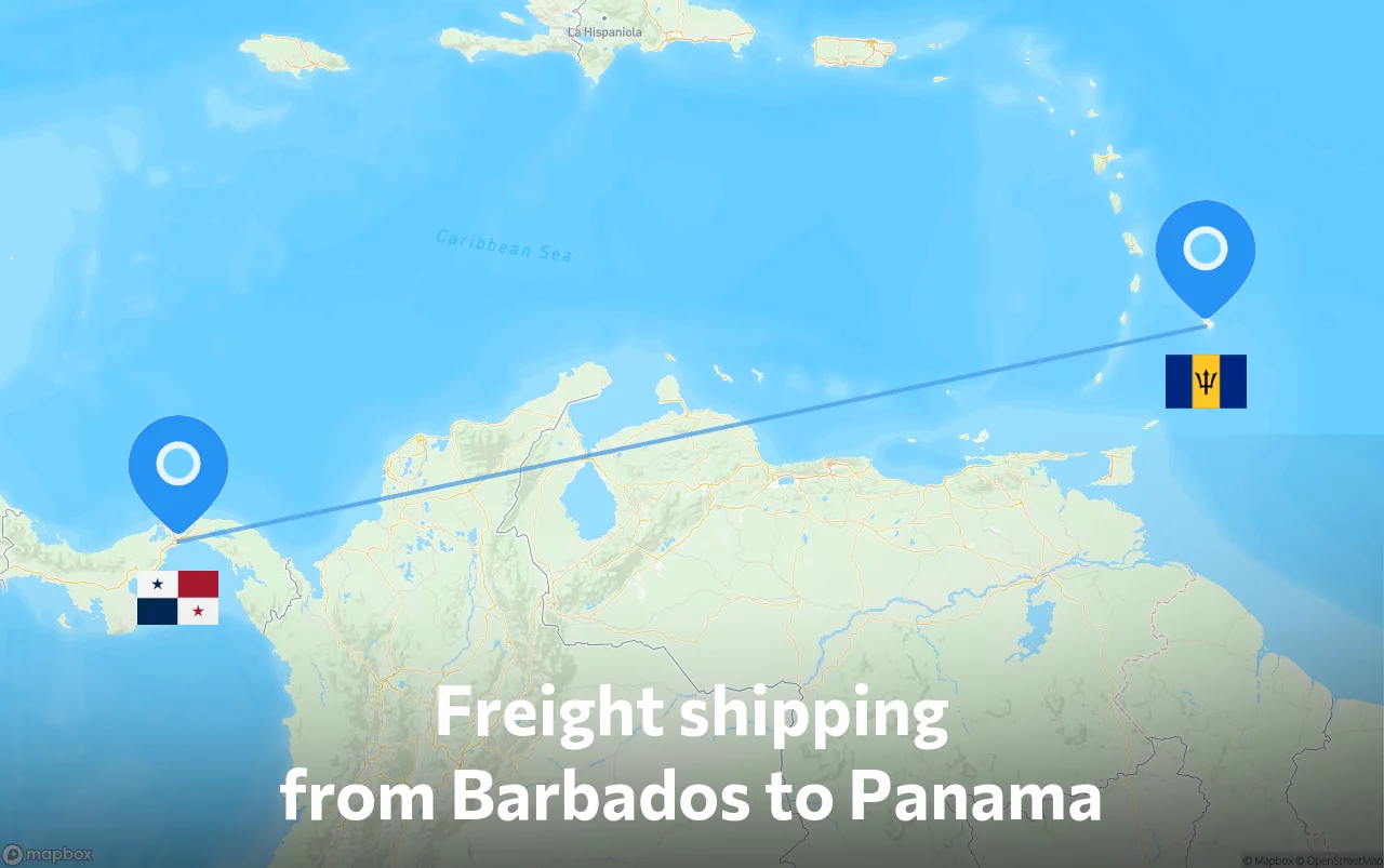 Shipping route from Barbados to Panama