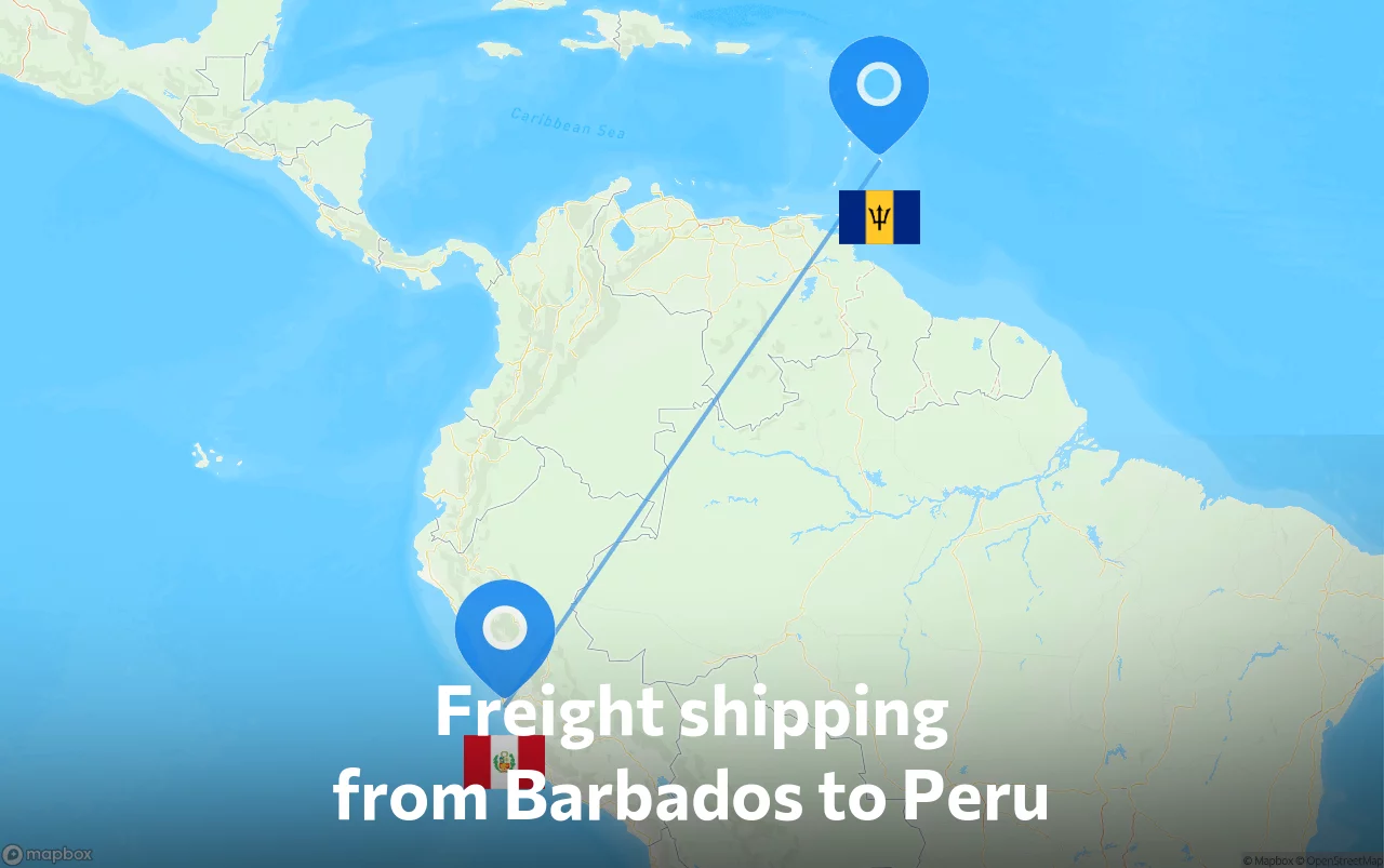 Shipping route from Barbados to Peru