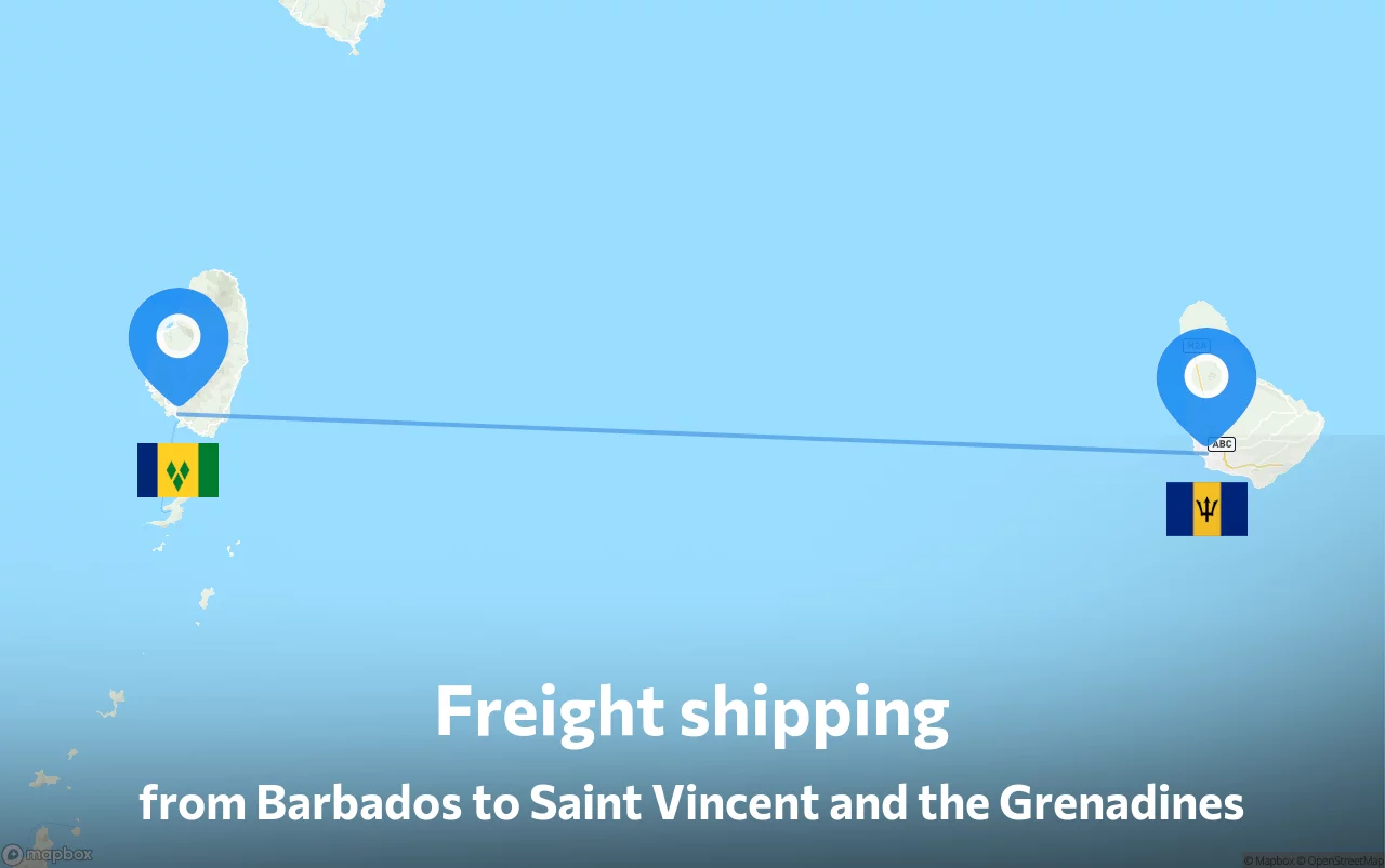 Shipping route from Barbados to Saint Vincent and the Grenadines