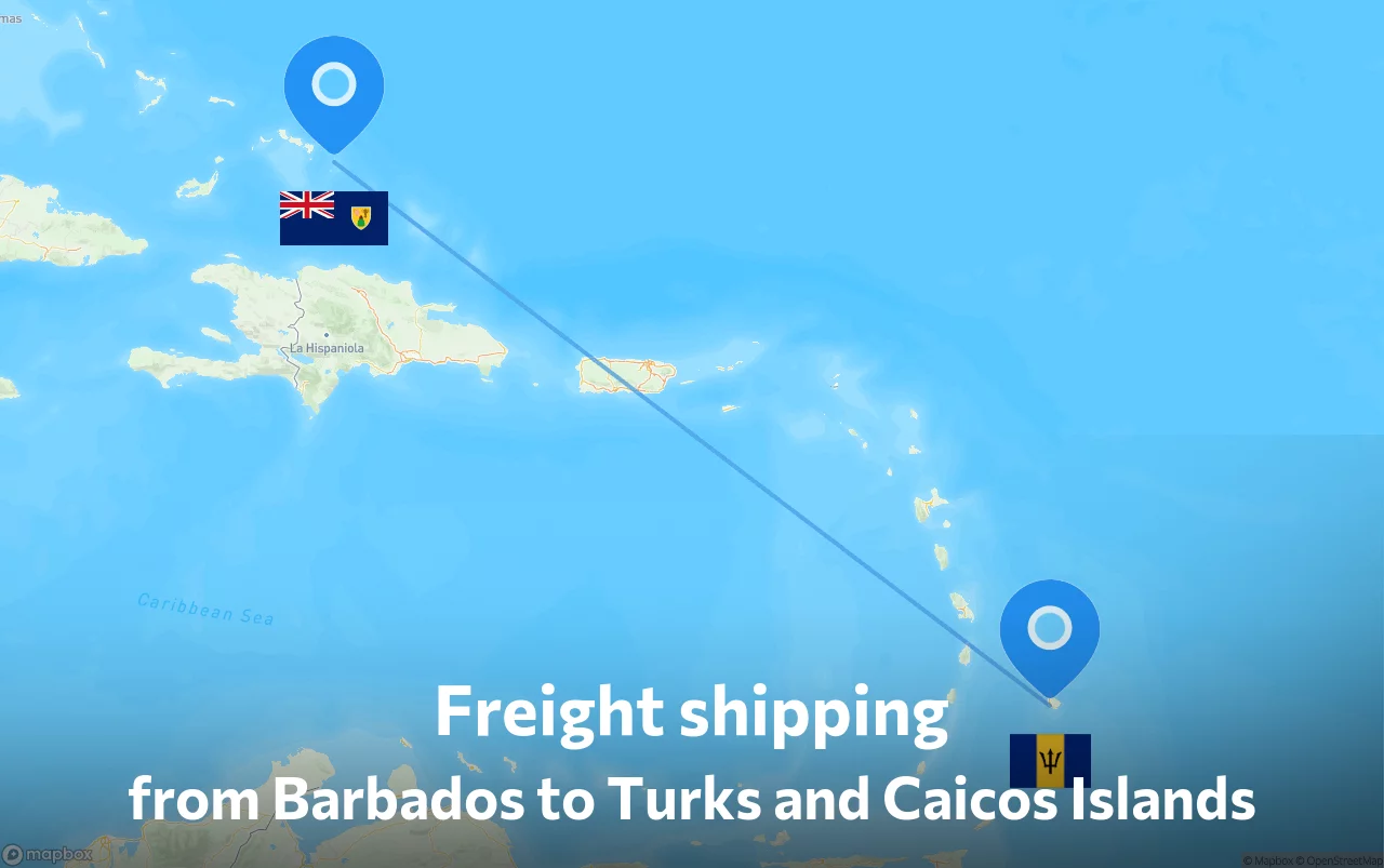 Shipping route from Barbados to Turks and Caicos Islands