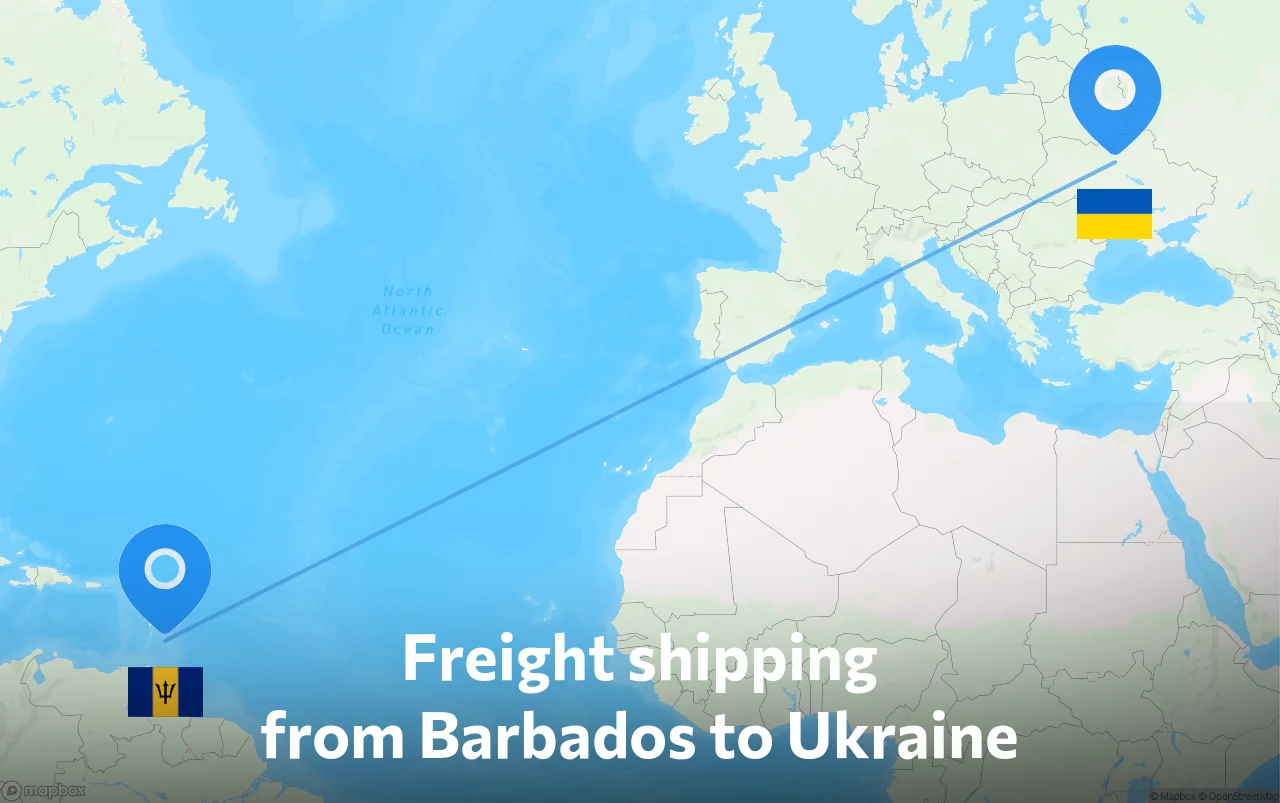 Shipping route from Barbados to Ukraine