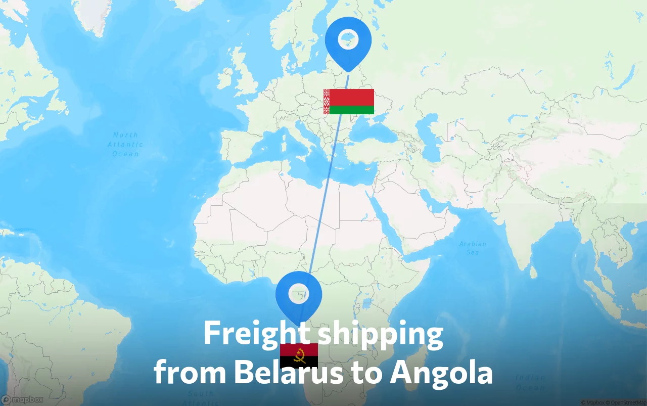 Shipping route from Belarus to Angola