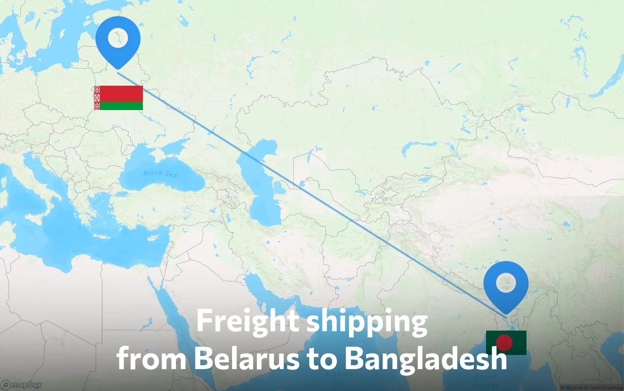 Shipping route from Belarus to Bangladesh