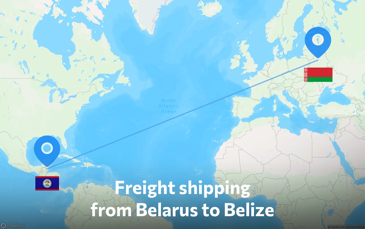 Shipping route from Belarus to Belize