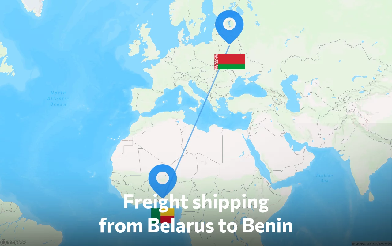 Shipping route from Belarus to Benin