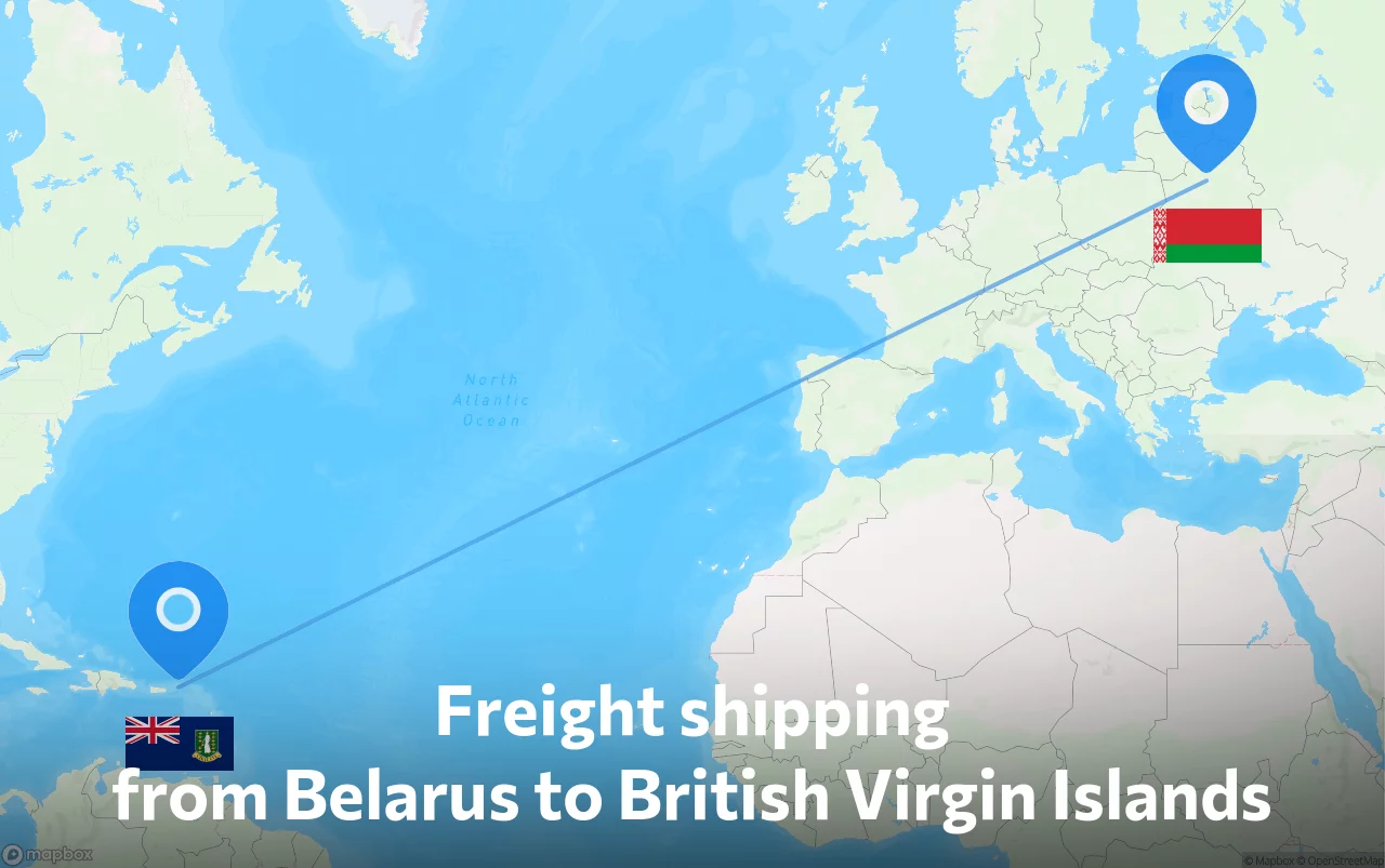 Shipping route from Belarus to British Virgin Islands