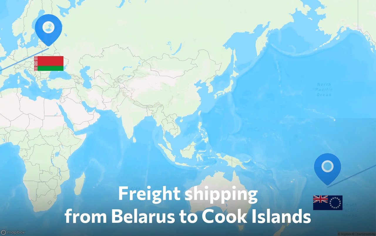 Shipping route from Belarus to Cook Islands