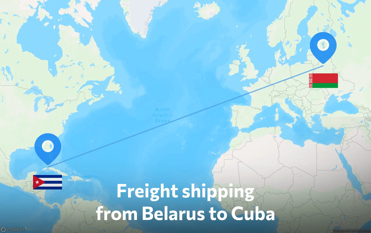 Shipping route from Belarus to Cuba