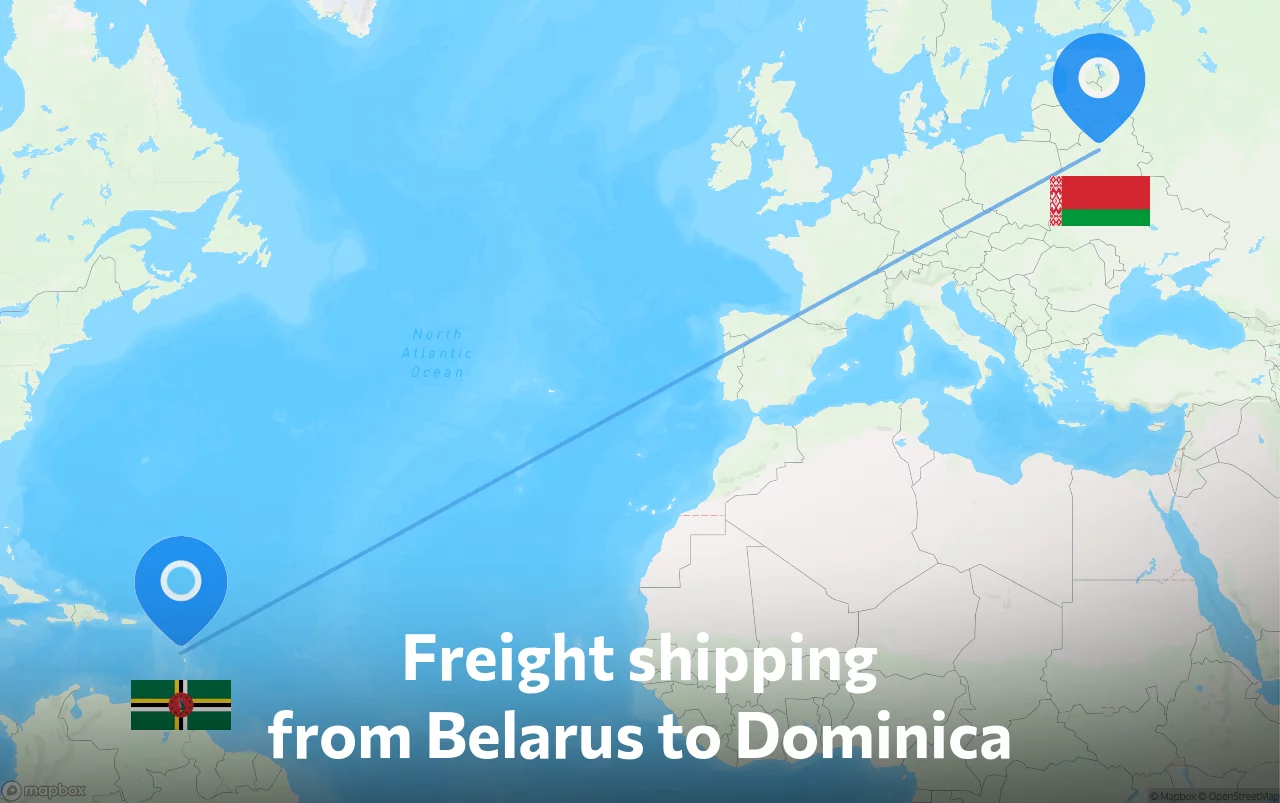 Shipping route from Belarus to Dominica