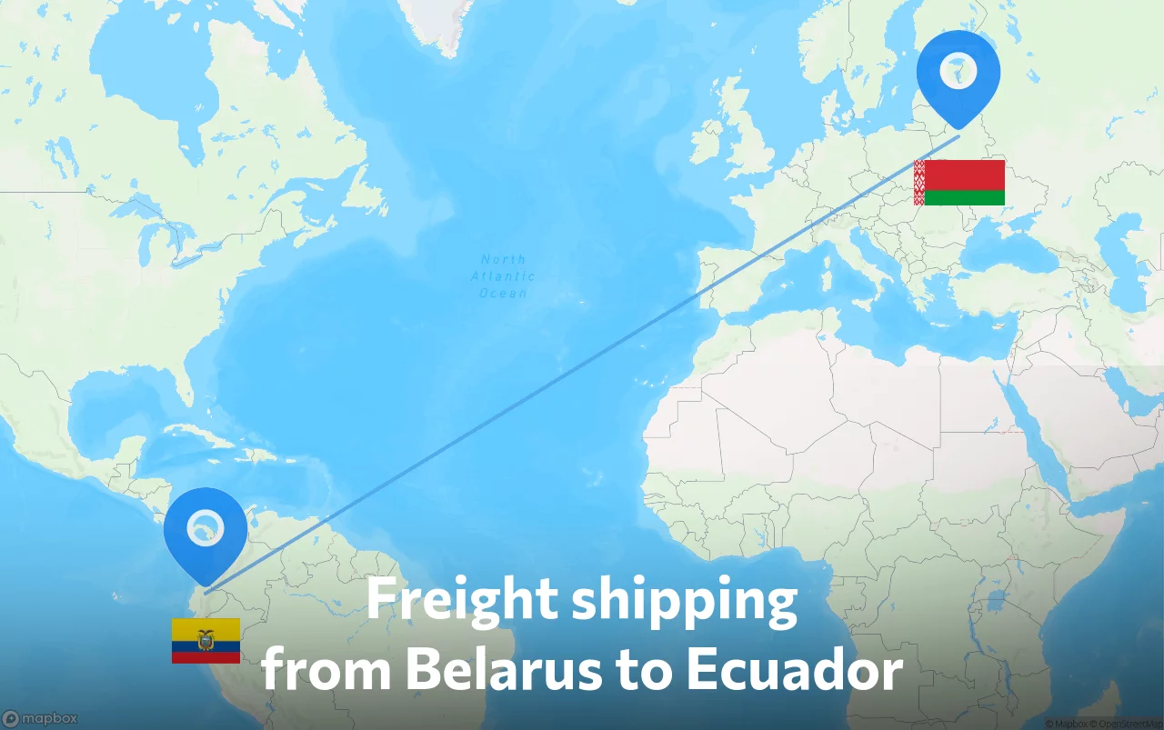 Shipping route from Belarus to Ecuador