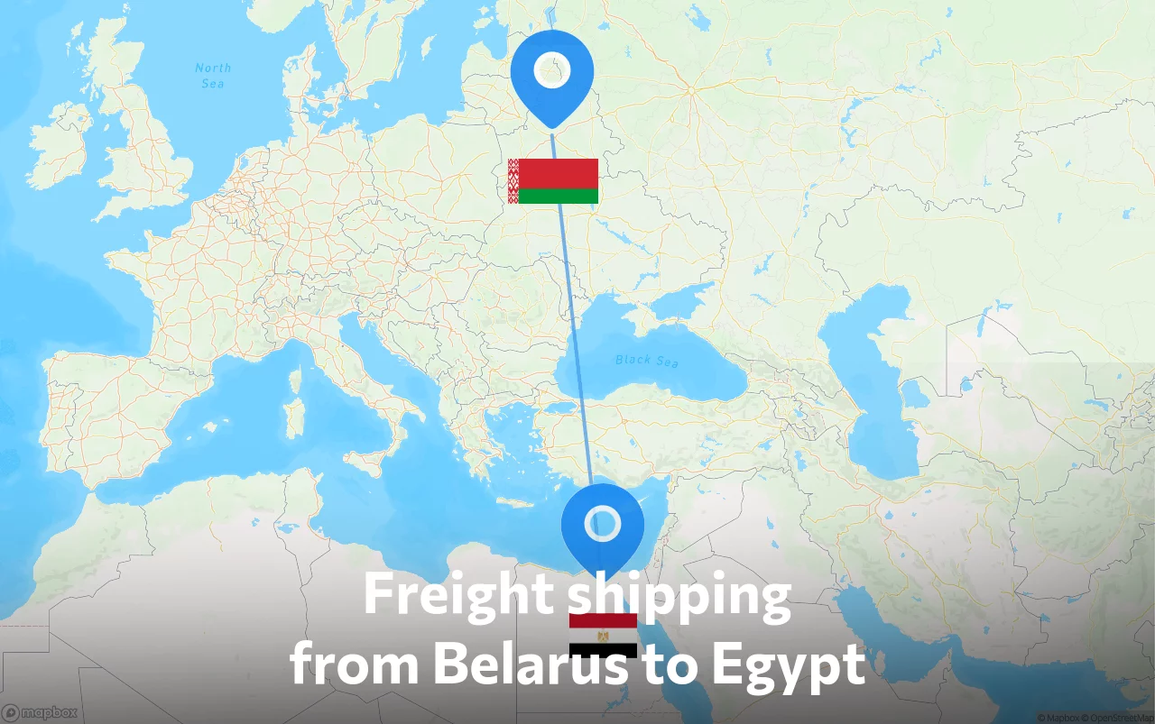 Shipping route from Belarus to Egypt