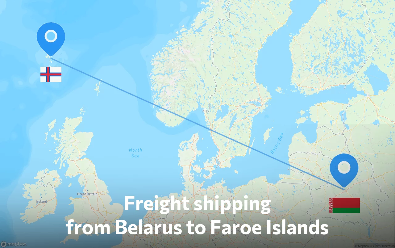 Shipping route from Belarus to Faroe Islands