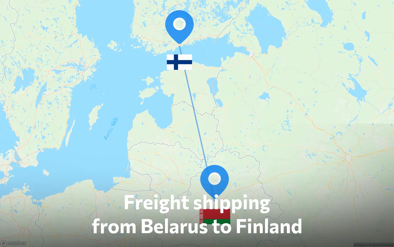 Shipping route from Belarus to Finland