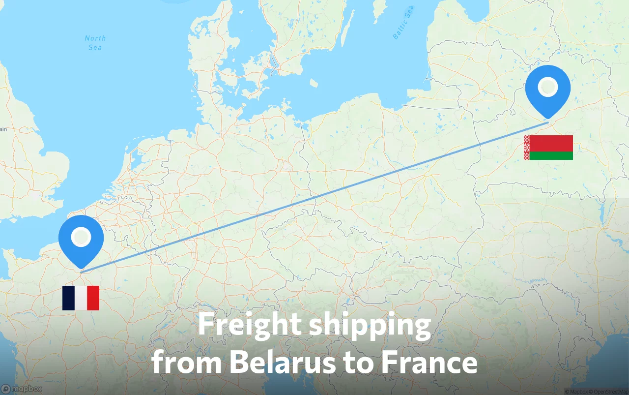 Shipping route from Belarus to France