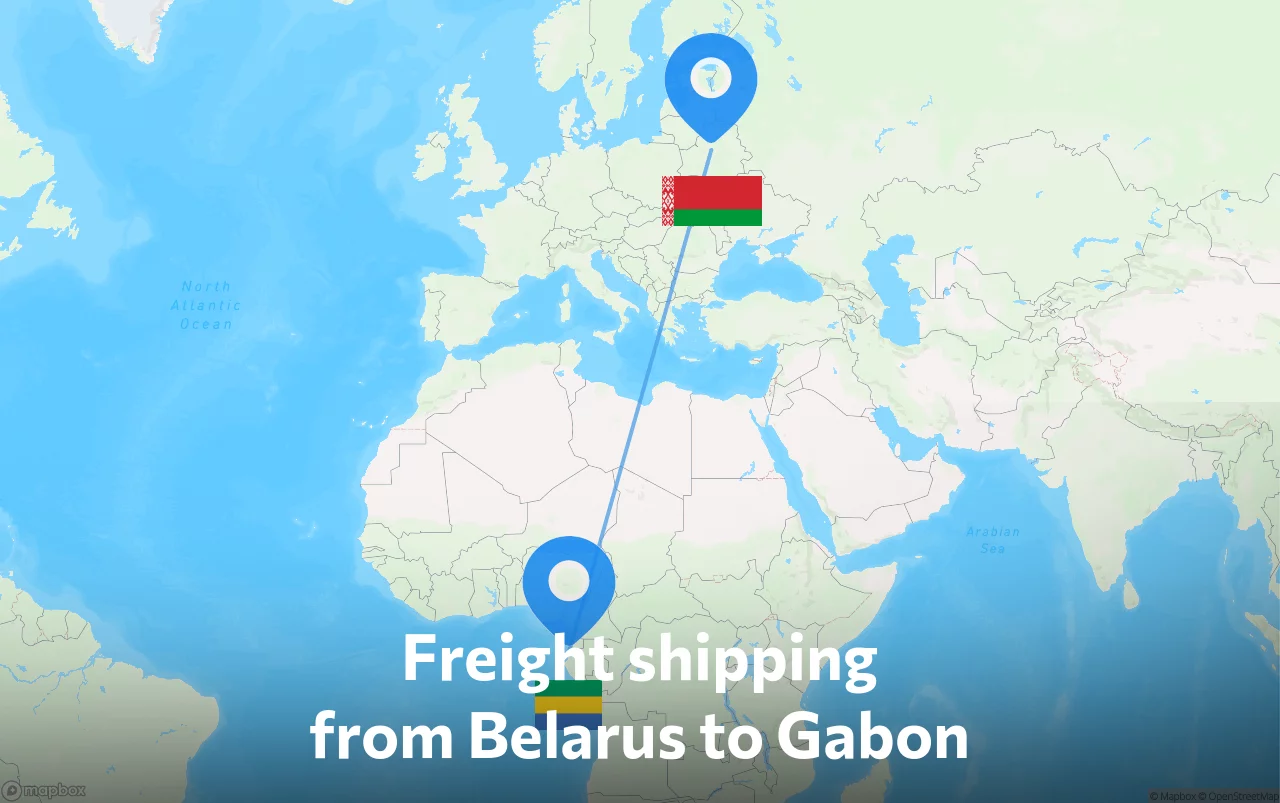 Shipping route from Belarus to Gabon