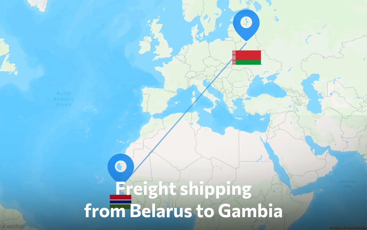 Shipping route from Belarus to Gambia