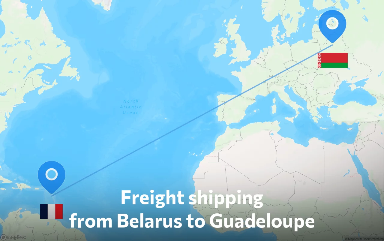Shipping route from Belarus to Guadeloupe