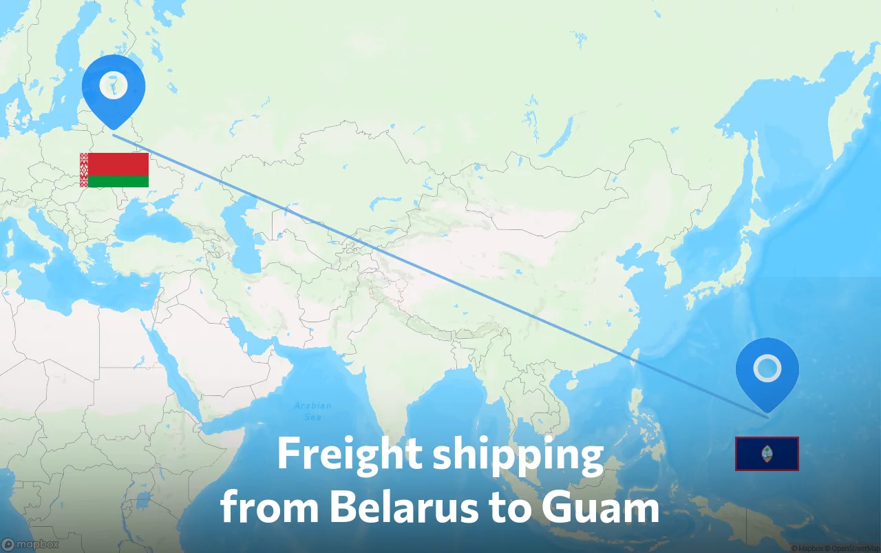 Shipping route from Belarus to Guam