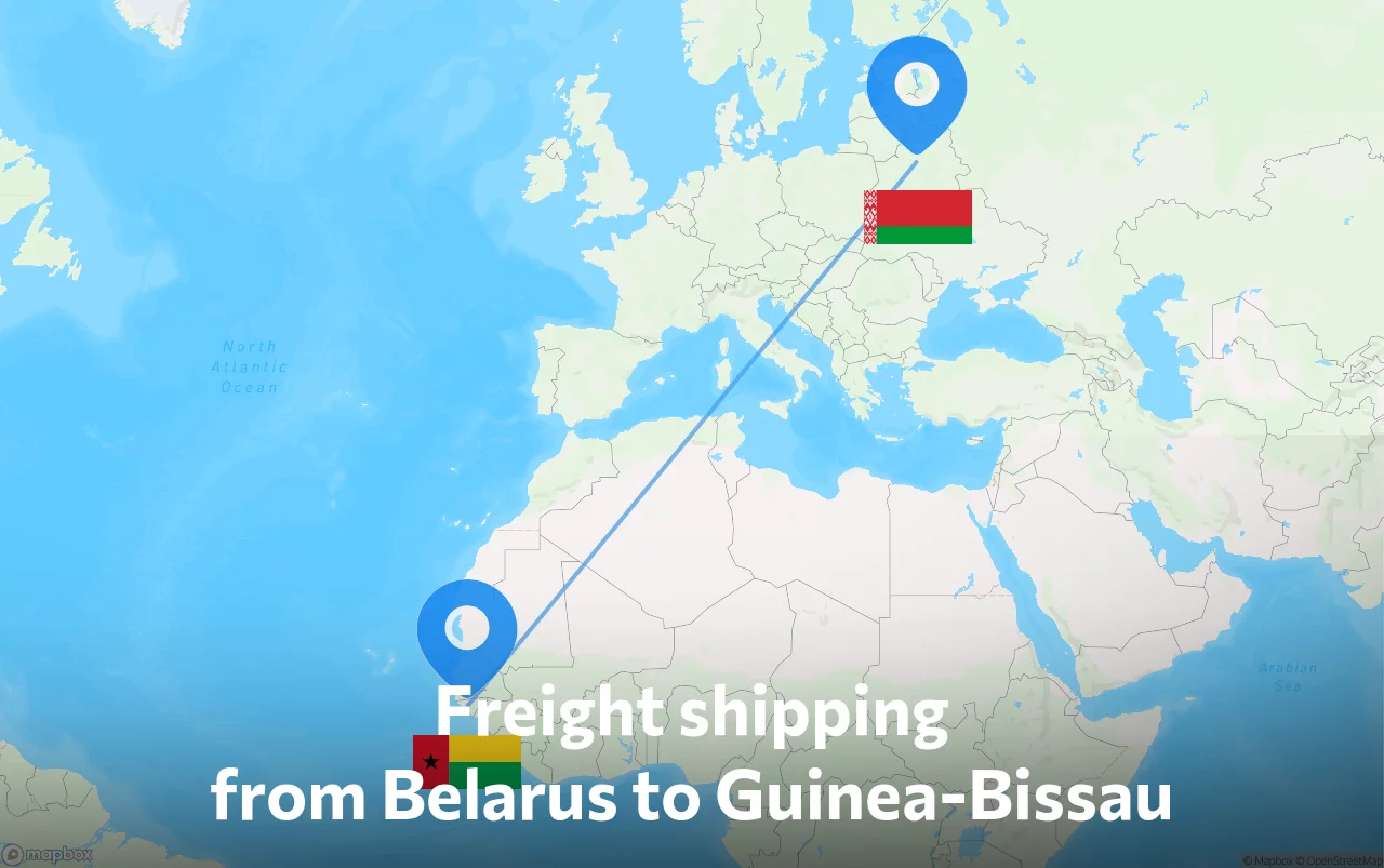 Shipping route from Belarus to Guinea-Bissau