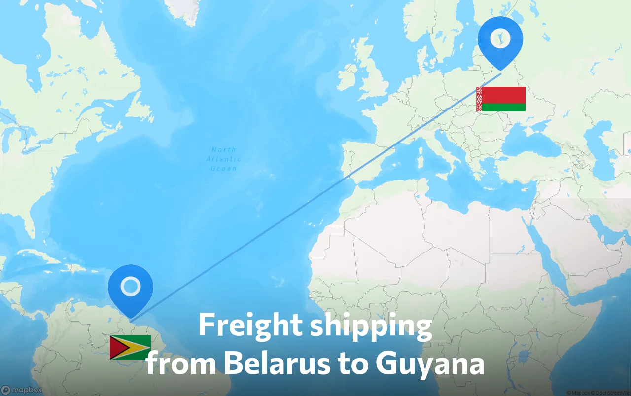 Shipping route from Belarus to Guyana